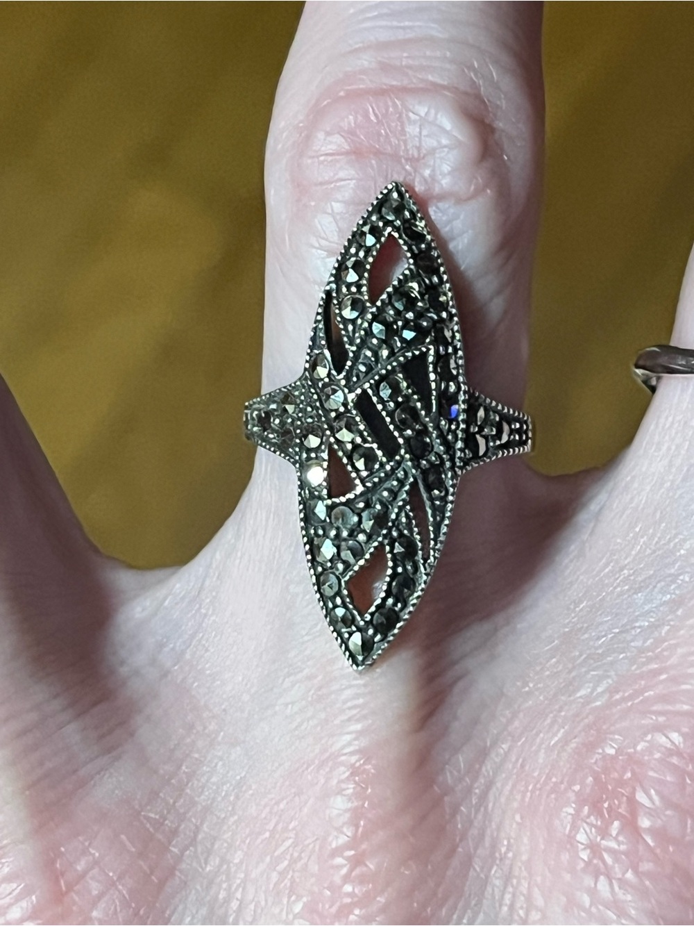 Vintage Judith Jack Sterling Silver Art Deco STYLE Ring With Marcasites